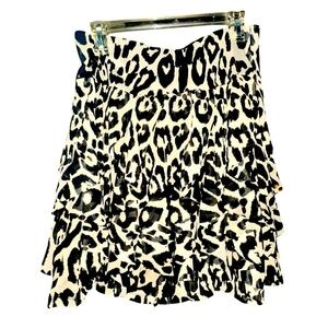 INC Animal Print Leopard Print Elastic Waist Ruffle Skirt sz Medium